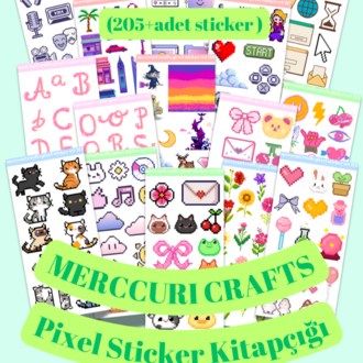 Pixel Sticker Set - 205+ Adet Çıkartma - Scrapbook, Ajanda