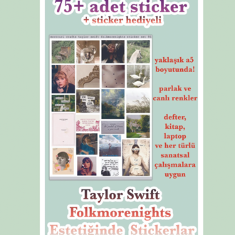Taylor Swift - 4'lü Sticker (75+ Adet) Sticker Seti Folklore Evermore Midnights