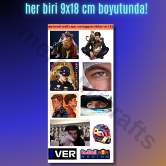 Max Verstappen F1 Sticker Seti (34+ adet, Yüksek Kaliteli) - Defter, Ajanda