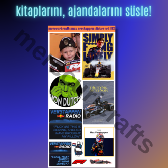 Max Verstappen F1 Sticker Seti (34+ adet, Yüksek Kaliteli) - Defter, Ajanda
