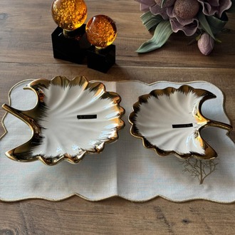 Ginkgo Yaprak Sunum Tabak 2'li 