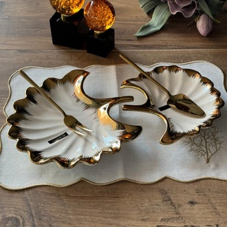 Ginkgo Yaprak Sunum Tabak 2'li 