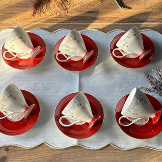 Veronica Rosso Tür Kahve Fincan Takımı 6 Kişilik 12 Parça