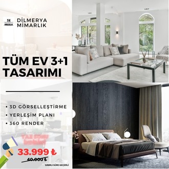 TÜM EV 3D TASARIMI 3+1 