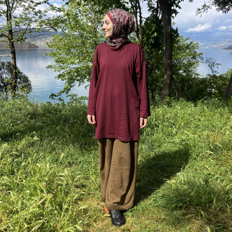 Yazlık Oversize Süprem Tunik (Vişne)