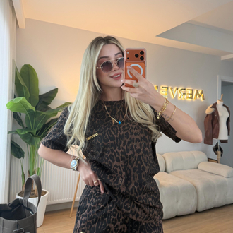 BASİC TAKIM LEOPAR KAHVERENGİ