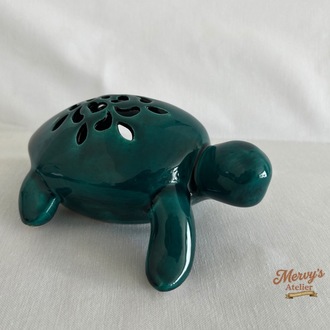 El Yapımı Seramik Kaplumbağa Mumluk & Buhurdanlık – Dekoratif Tealight Holder