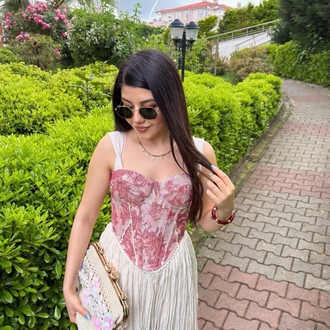ithal pembe desenli korse