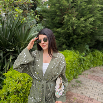 Keten payetli kimono
