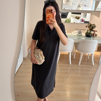 kısa kollu yırtmaçlı modal elbise