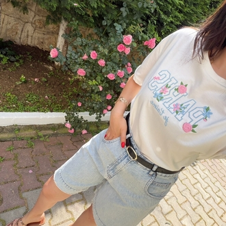 paris işlemeli Tshirt beyaz