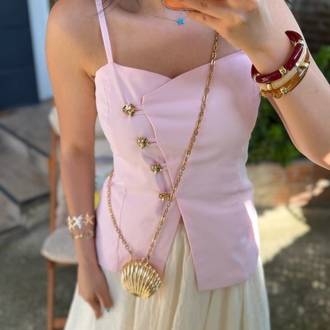 Gold dügmeli yelek pembe
