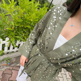 Keten payetli kimono
