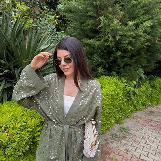 Keten payetli kimono