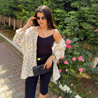 Puantiyeli tensel oversize gömlek