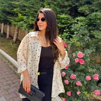 Puantiyeli tensel oversize gömlek