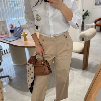 Yeni sezon düğme detaylı gabardin pantolon camel