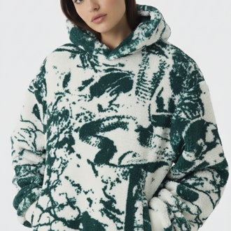 Unisex Yeşil Gotik Baskılı Tedy Sweatshirt