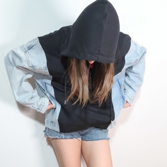 Jean Detaylı Sweatshirt Siyah