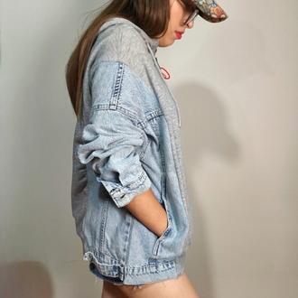 Jean Detaylı Sweatshirt Gri