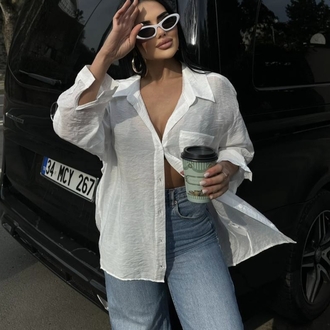 İnce Oversize Salaş Gömlek Cepli