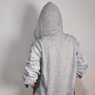 Jean Detaylı Sweatshirt Gri