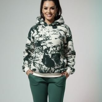 Unisex Yeşil Gotik Baskılı Tedy Sweatshirt