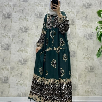 Desenli viskon elbise