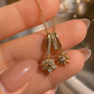 Gold Sun-Star Kolye