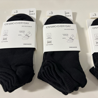 12 çift Dikişsiz Siyah Oysho Everyday Microfiber Sneaker 