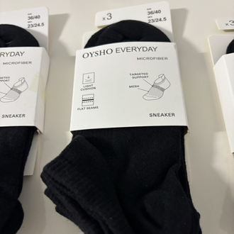 12 çift Dikişsiz Siyah Oysho Everyday Microfiber Sneaker 
