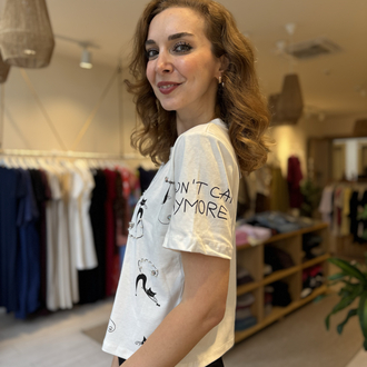 İpekyl Taşlı Kedili Tshirt (BEYAZ)