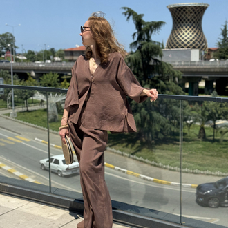 Kahverengi Tensel Kumaş Takım
