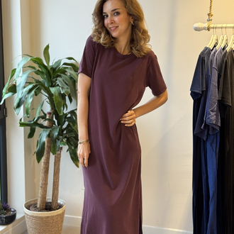 Oysh Yırtmaçlı Elbise (BORDO)