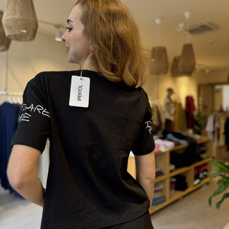 İpekyl Taşlı Kedili Tshirt (SİYAH)