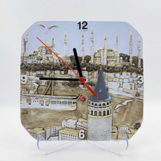 Galata Kulesi Temalı Kabartma Masa Saati