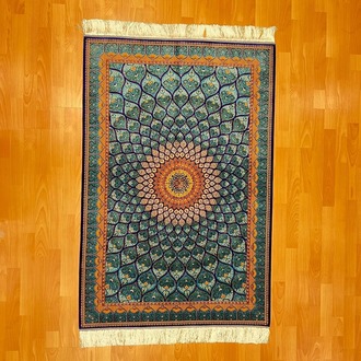 Geometrik/Madalyon Desenli 100 X 150 CM İpek Halı Mavi