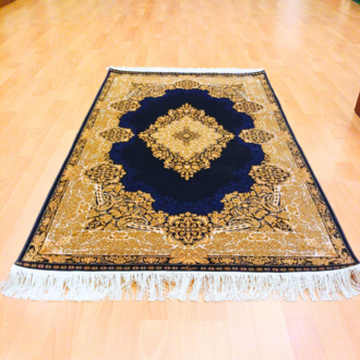 Elmas Motifli 90 x 150 CM İpek Halı Mavi