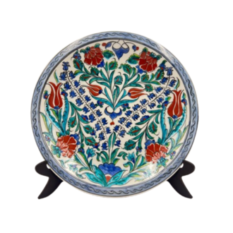 Dekoratif Seramik Renkli Karanfil ve Çiçekler 30 CM Tabak