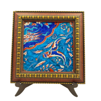 Dekoratif Seramik Rumi ve Haliç Motifli Çerçeveli Çini Tablo