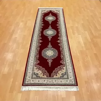 MEVLANA BAZAAR Üçlü Madalyon Motifli 90 x 300 İpek Yolluk