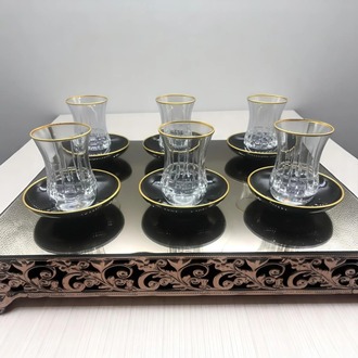 Lüks Kristal Kesim 6 Kişilik Çay Bardağı Seti