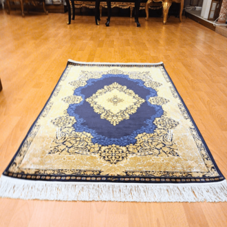 Elmas Motifli 90 x 150 CM İpek Halı Mavi