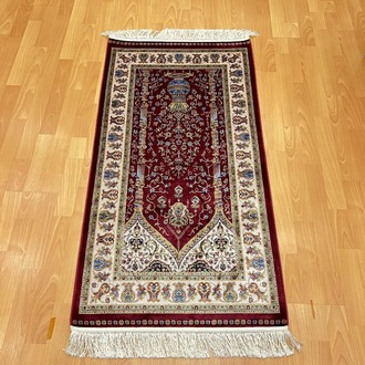 Mihraplı Ağaç Hayatı Desenli 70x120 CM İpek Seccade Bordo
