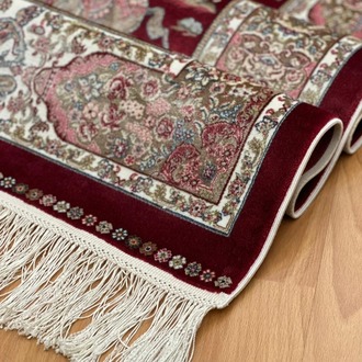 Şehname Motifli 80 X 120 cm İpek Halı Bordo