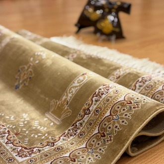 Hayat Ağacı Motifli İpek Seccade Yeşil