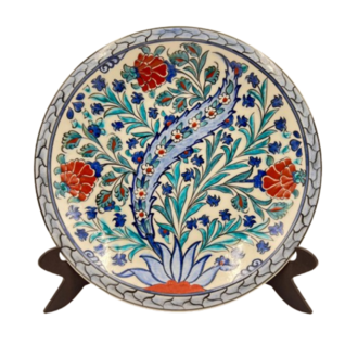 Dekoratif Seramik Renkli Karanfil 30 CM Tabak