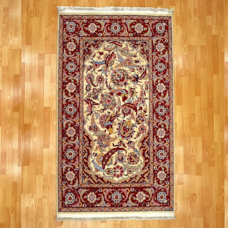Hereke 203 x 121 Cennet Kuşları Desenli El Dokuma Halı