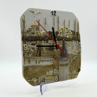 Galata Kulesi Temalı Kabartma Masa Saati