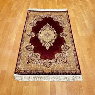 Elmas Motifli 90 x 150 CM İpek Halı Bordo